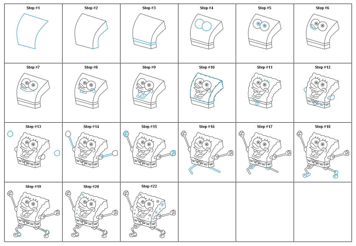 How to draw guide learn how to draw » How to draw Spongebob step by